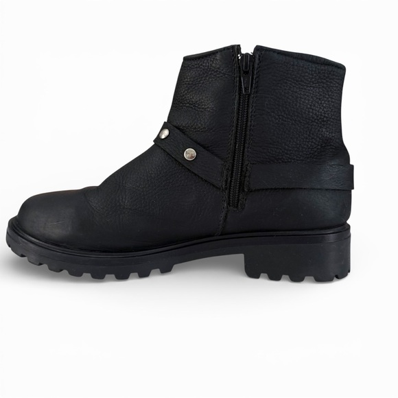 MARTINO black leather harness ankle boots lug sole 10 - Picture 3 of 9